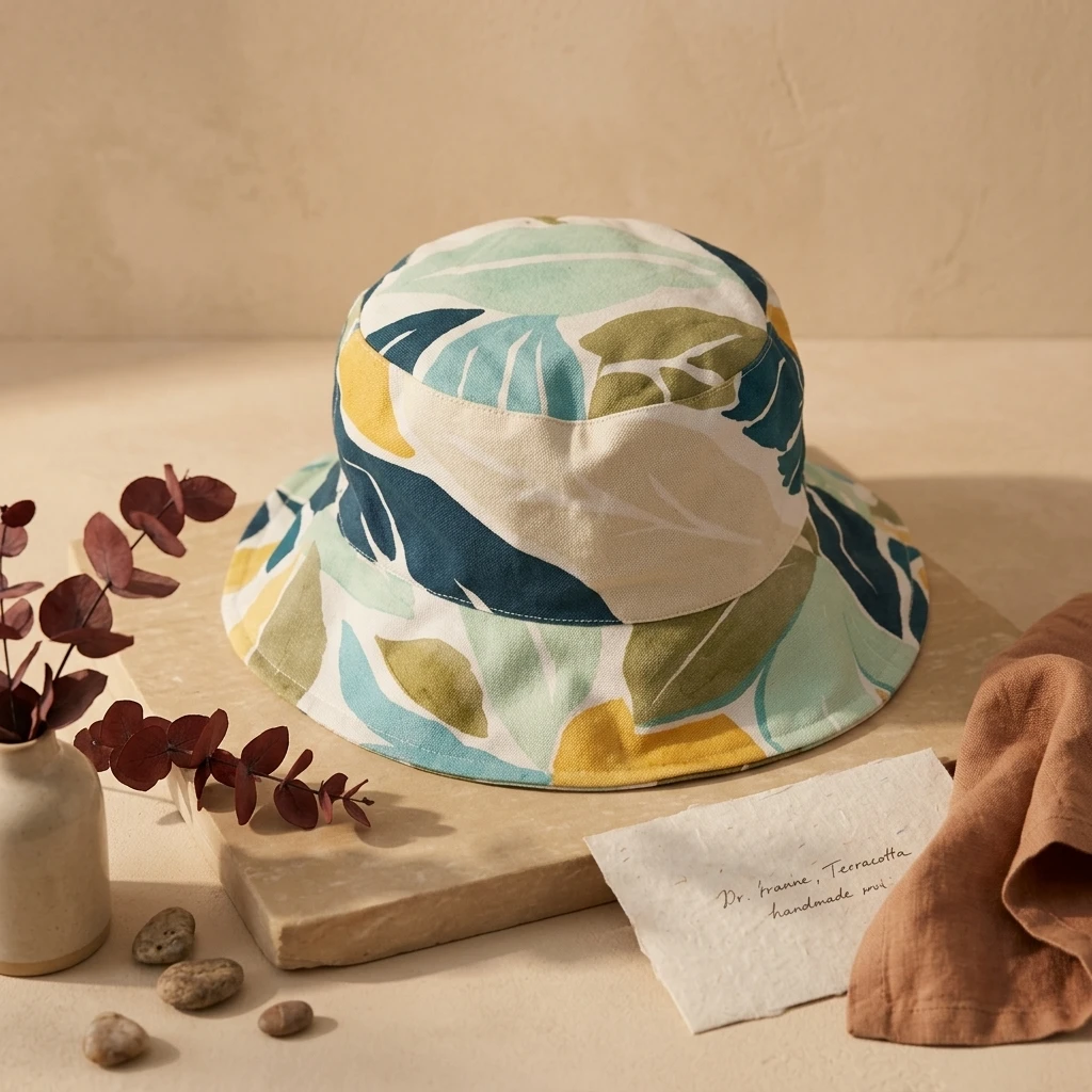 Leaf Print Bucket Hat