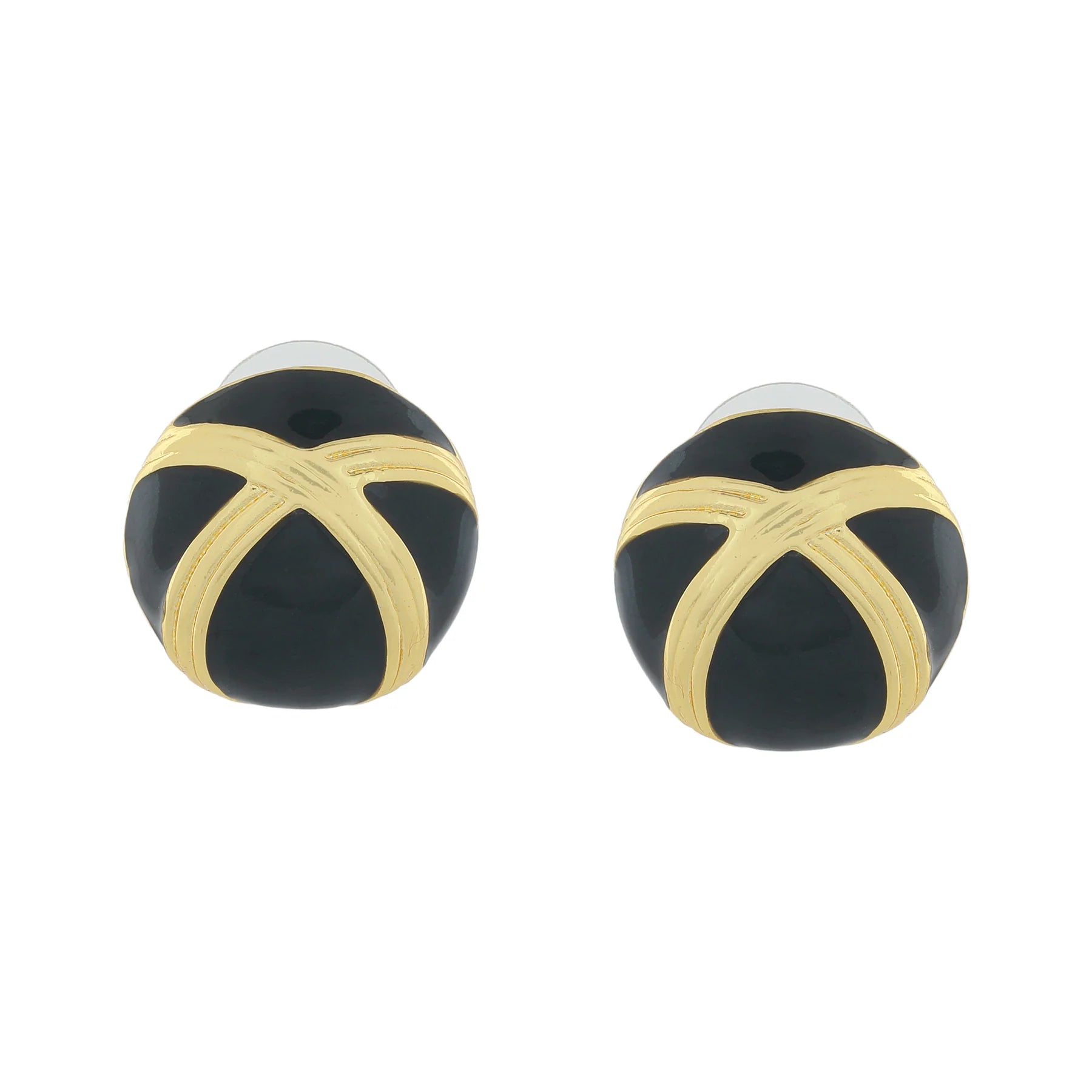 Black Enamel Stud Earrings