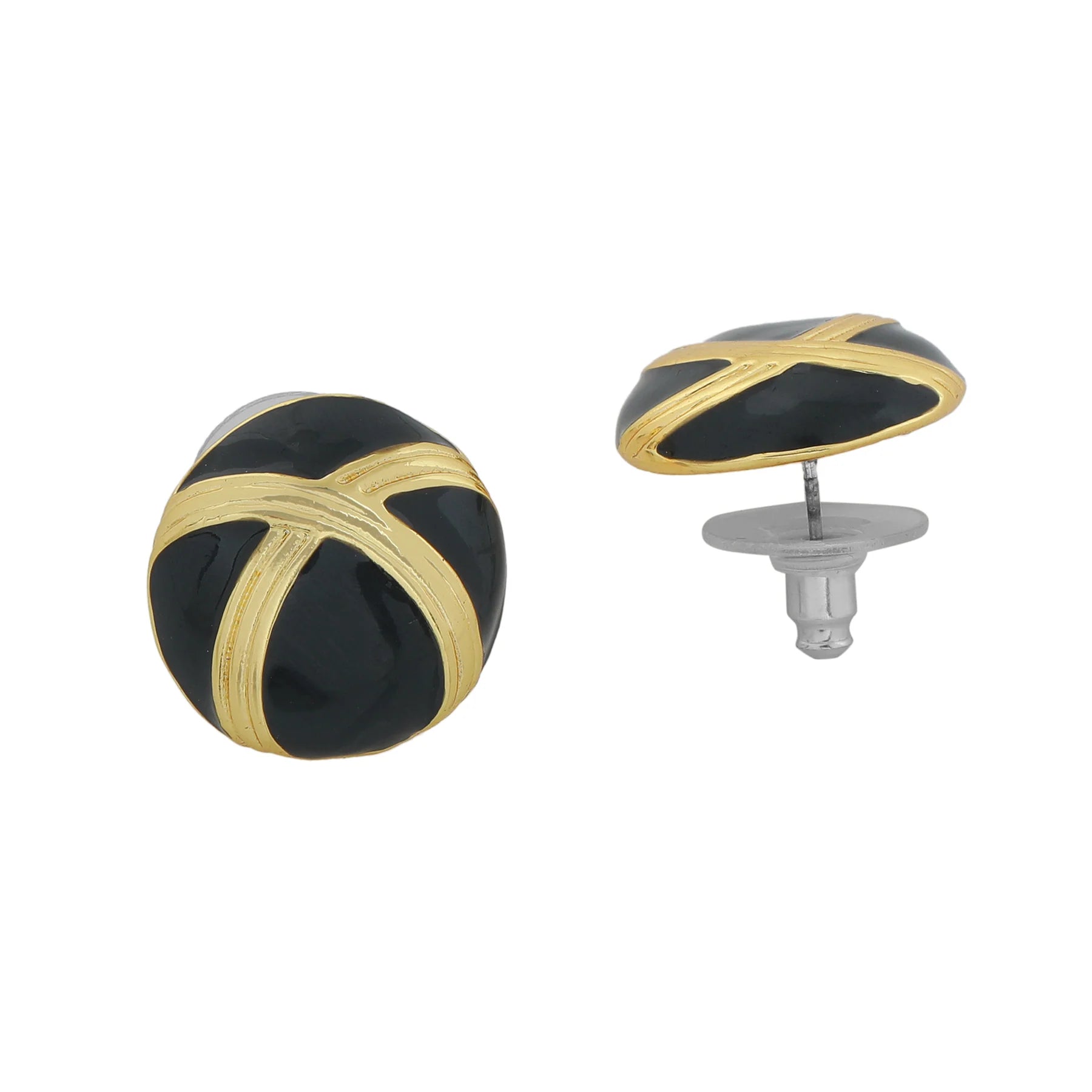 Black Enamel Stud Earrings