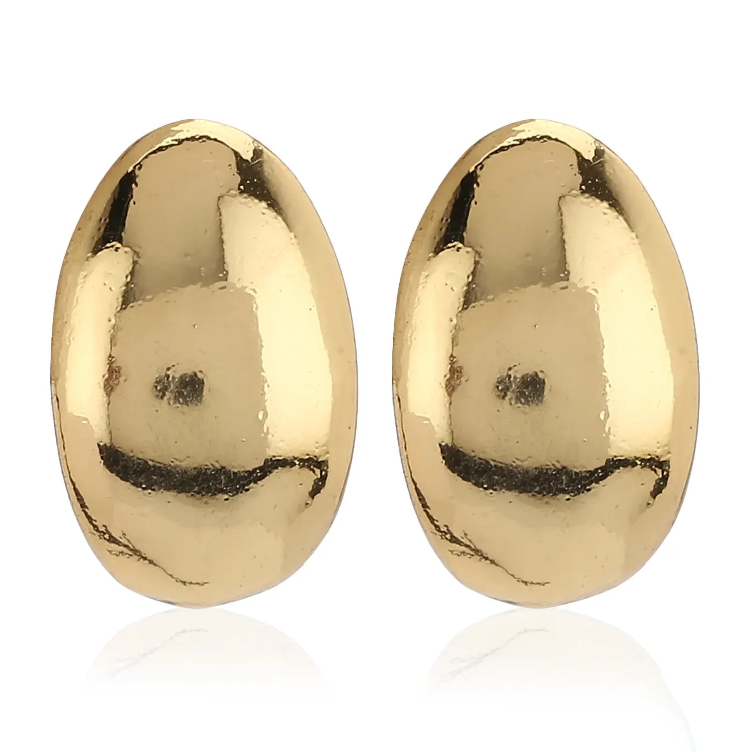 Classic Gold Oval Stud Earrings