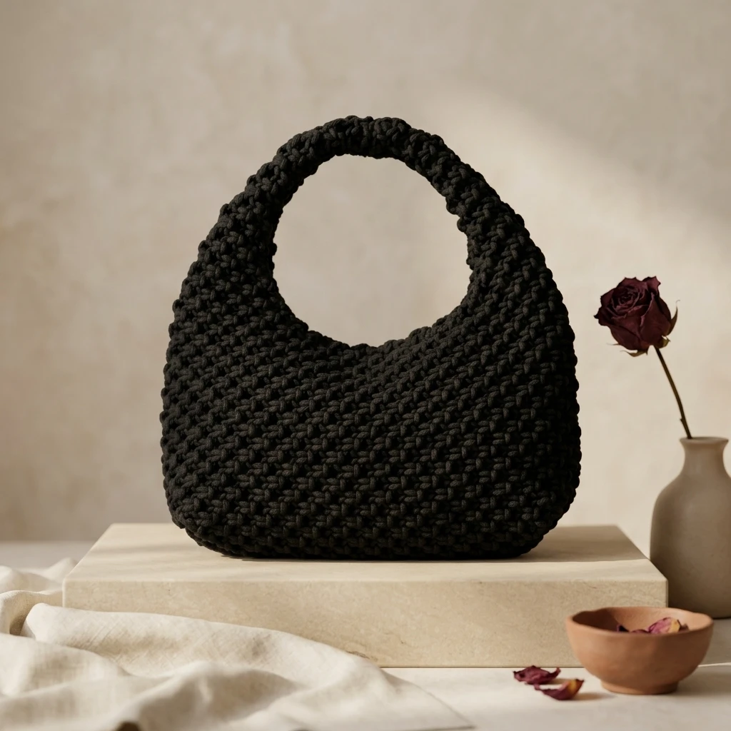 Black Knitted Handbag