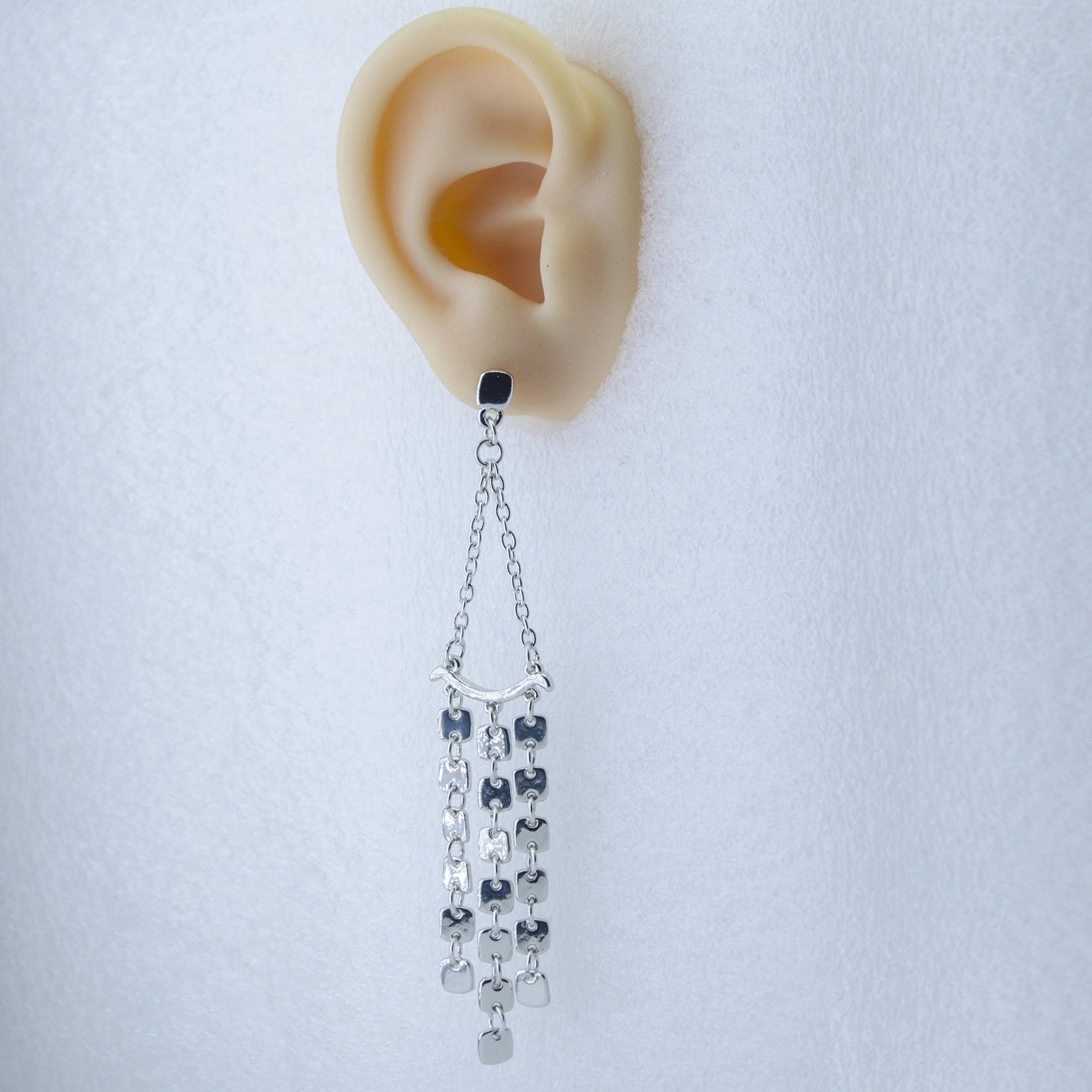 Geometric Silver Drop Earring