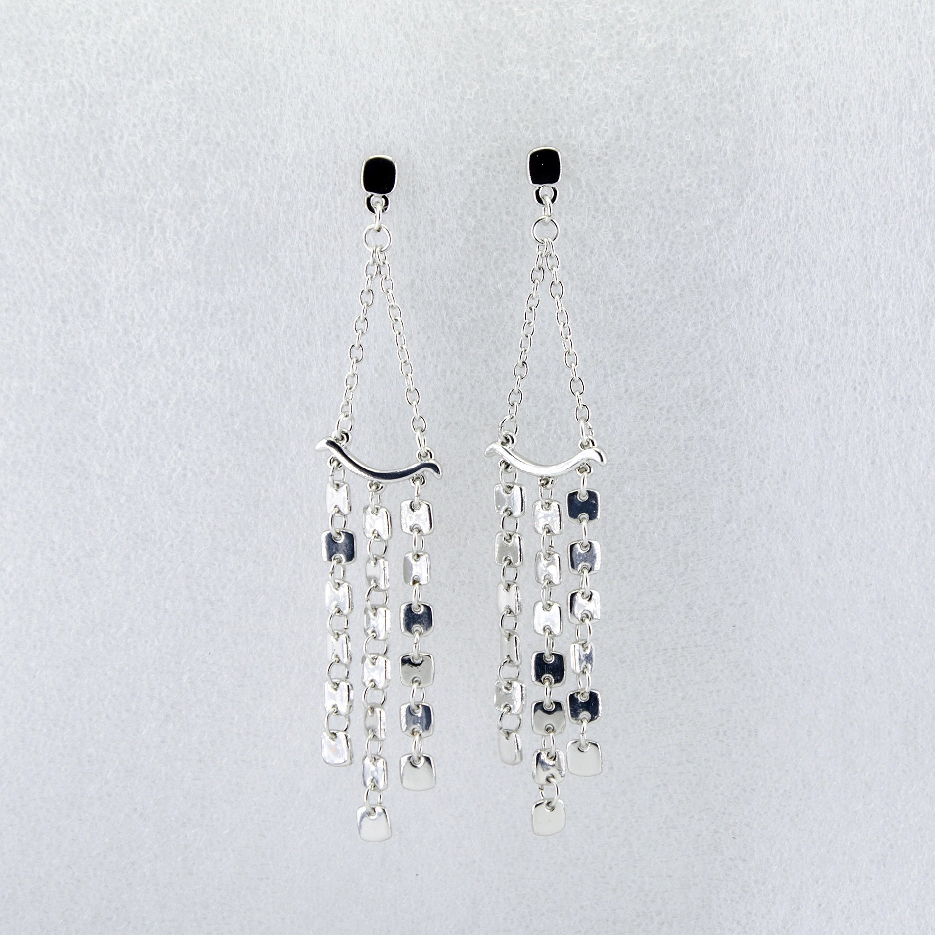 Geometric Silver Drop Earring