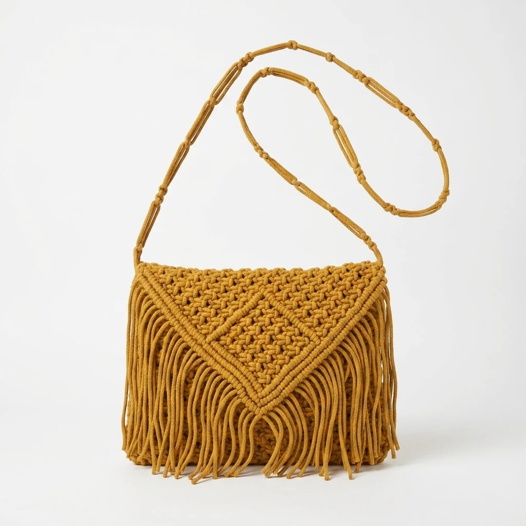 Macrame Fringe Crossbody Bag