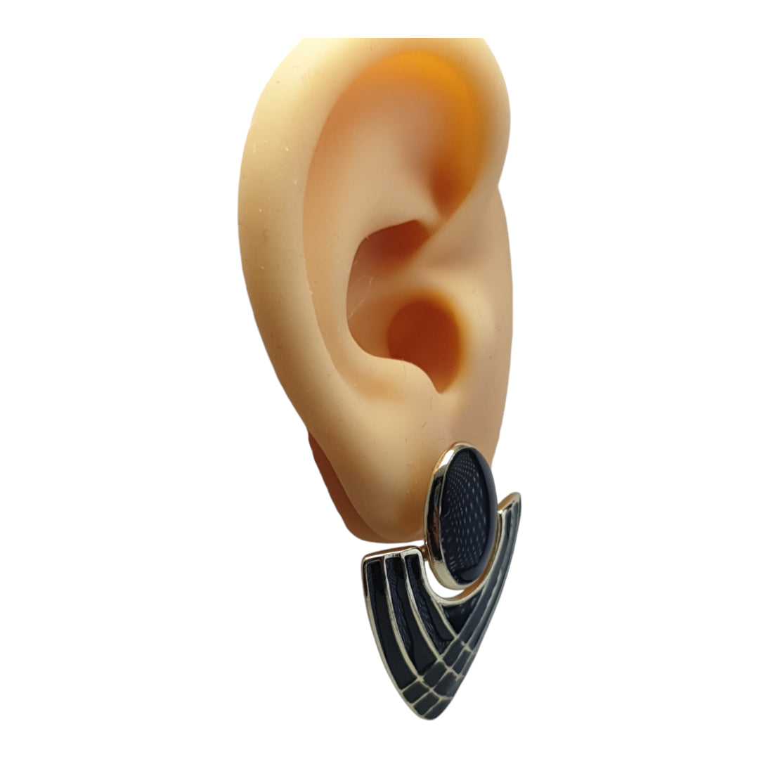 Art Deco Black Statement Earrings