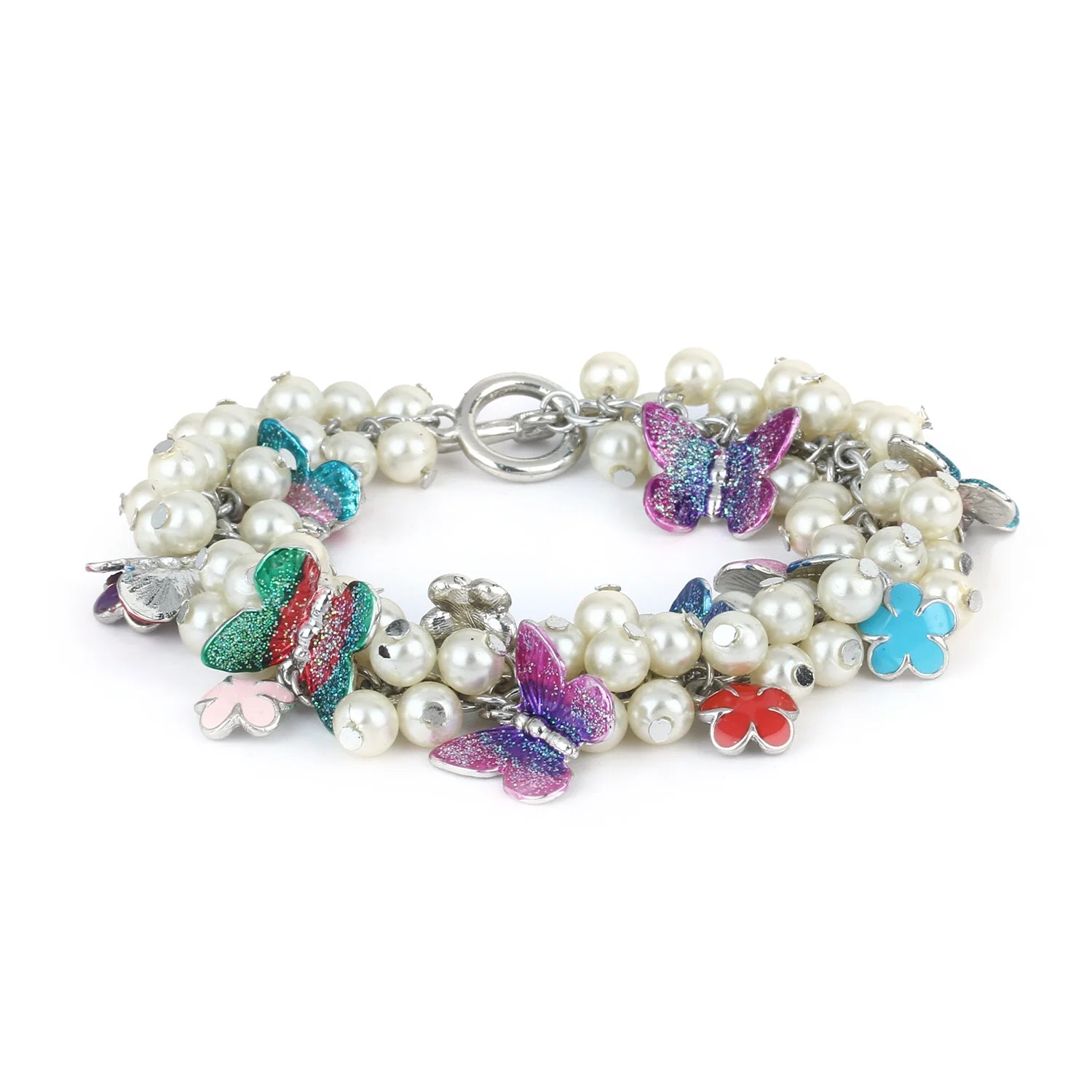 Pearl Butterfly Charm Bracelet