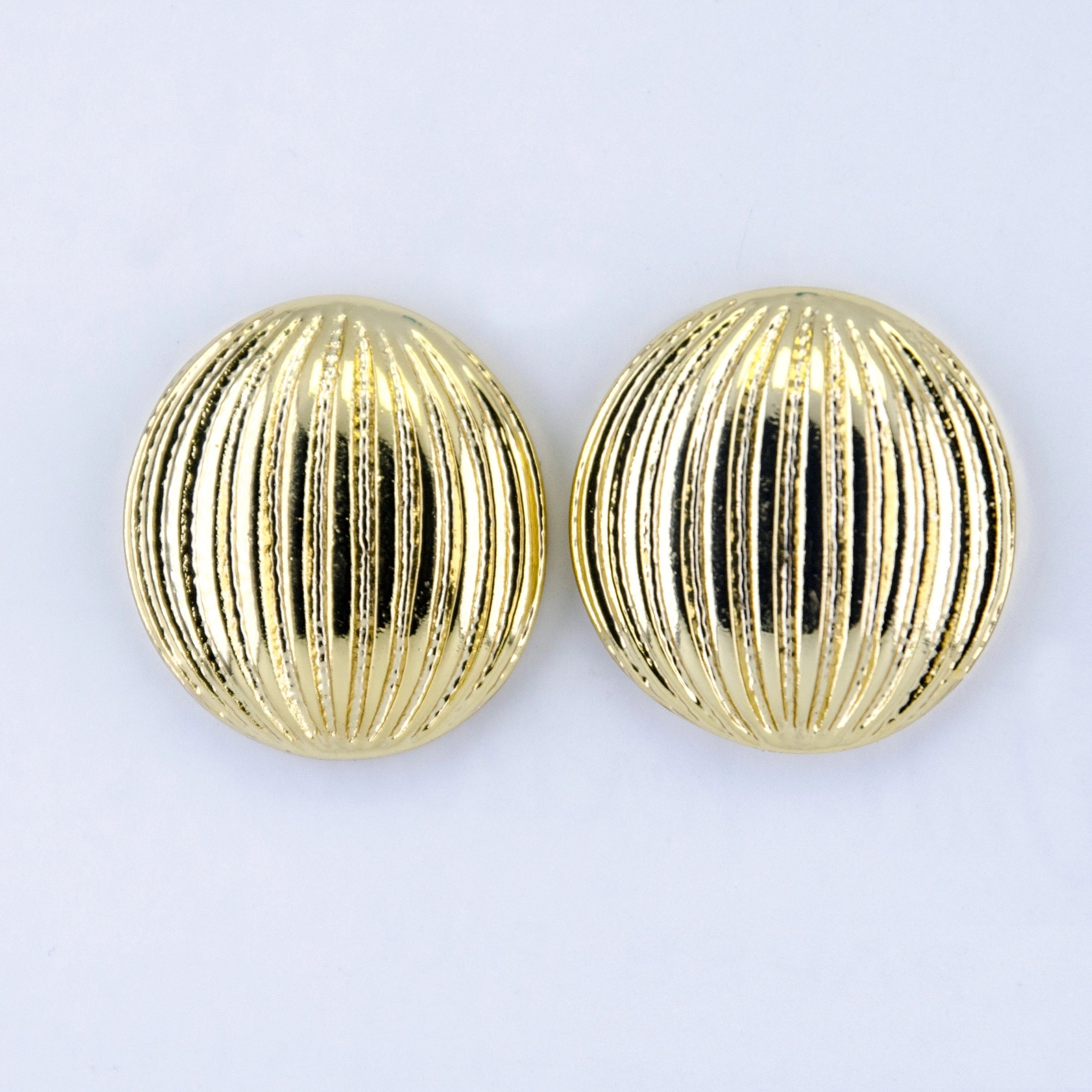 Gold Textured Dome Earrings