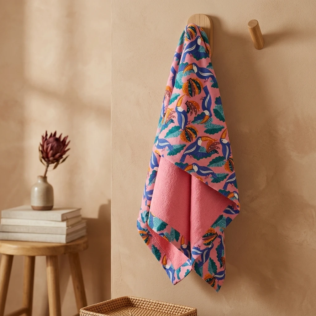 Tropical Print Towel Pareo - Pink