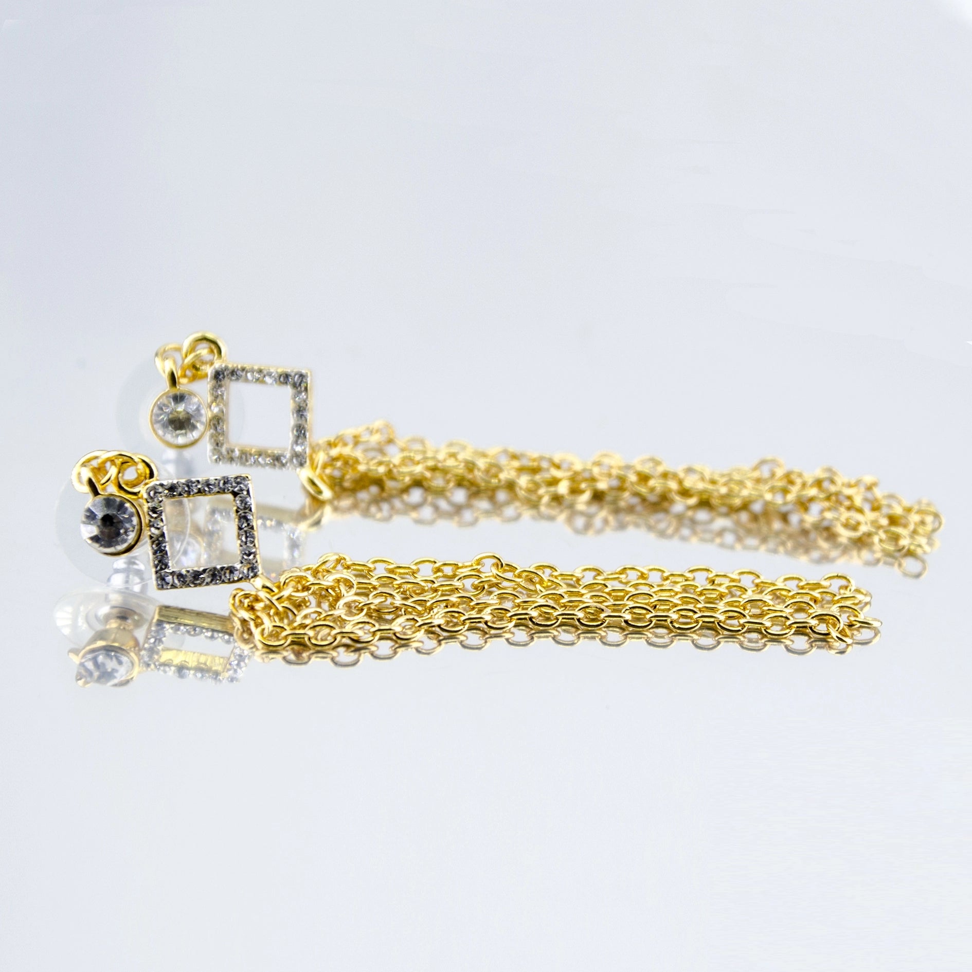 Gold Tassel Dangle Earrings