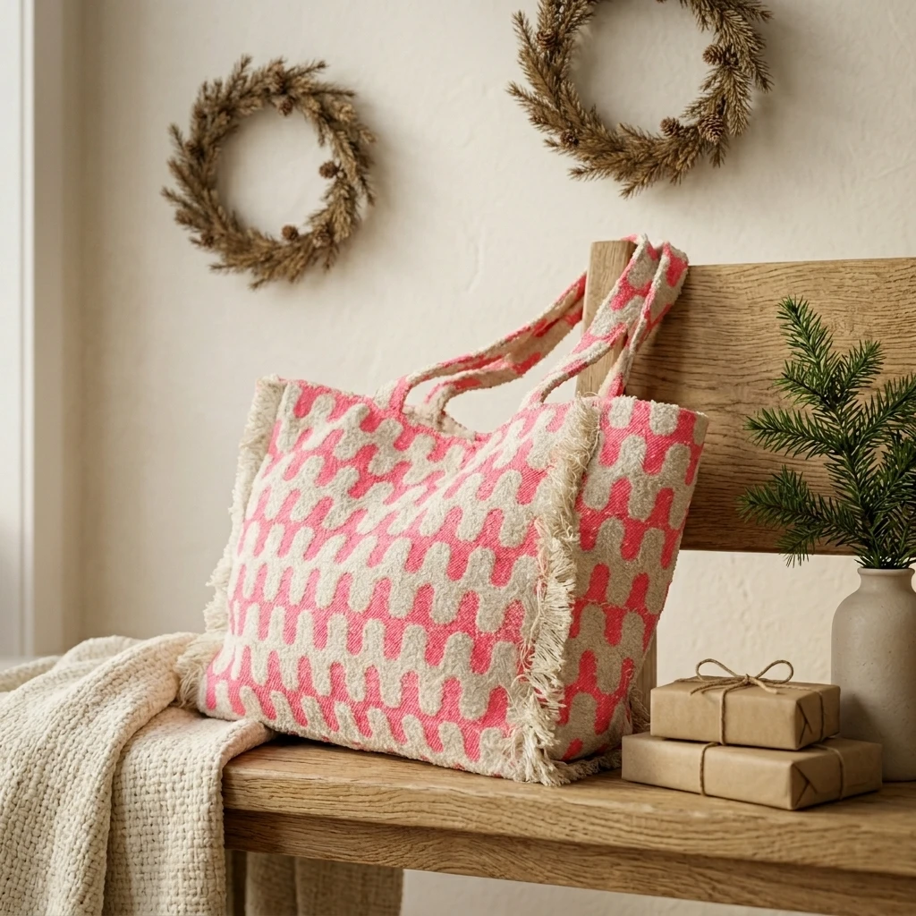 Pink Patterned Tote Bag