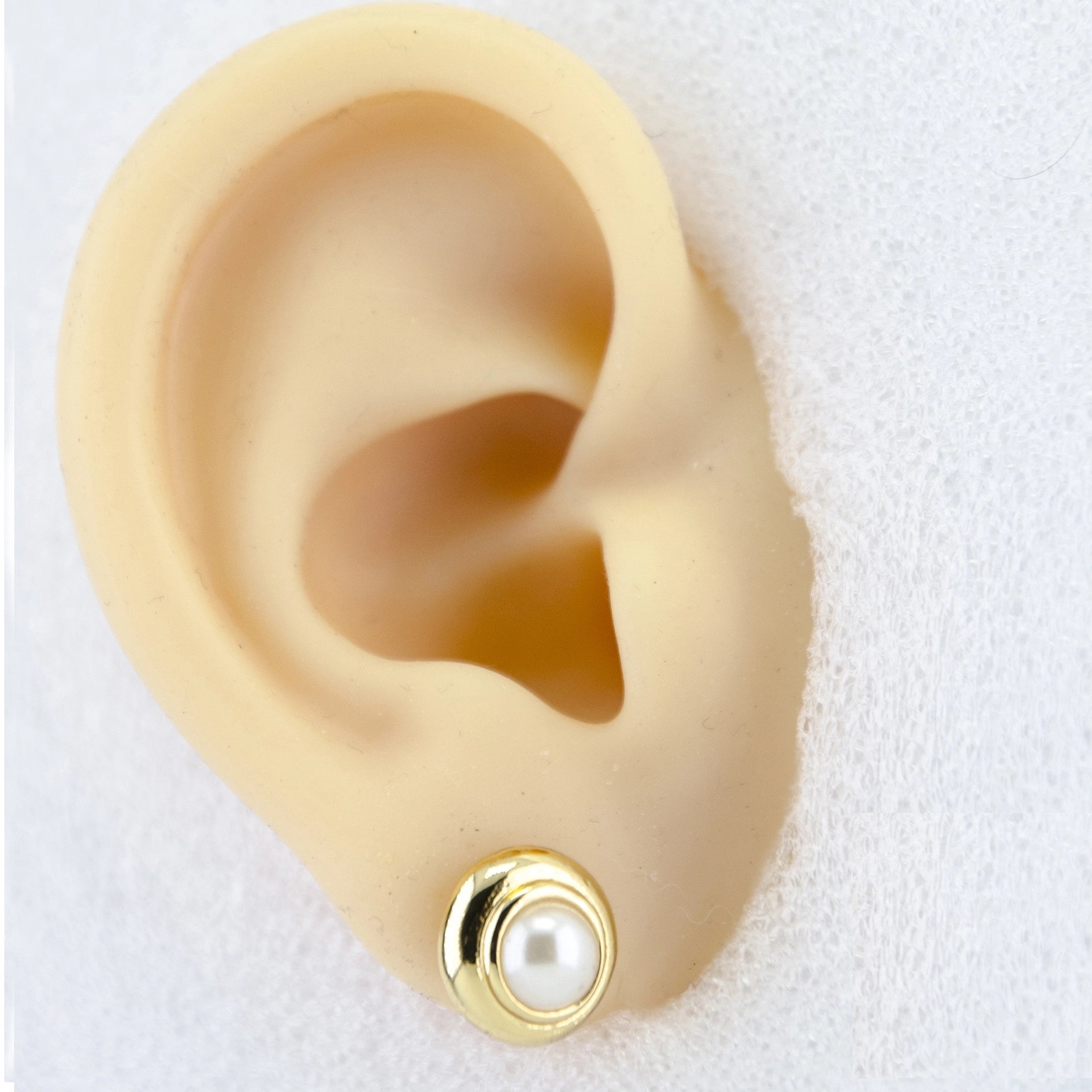 Gold Tone Pearl Stud Earrings
