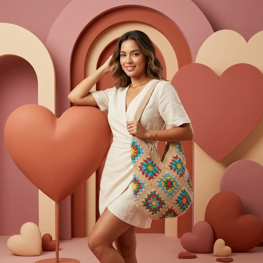 Crochet Granny Square Shoulder Bag