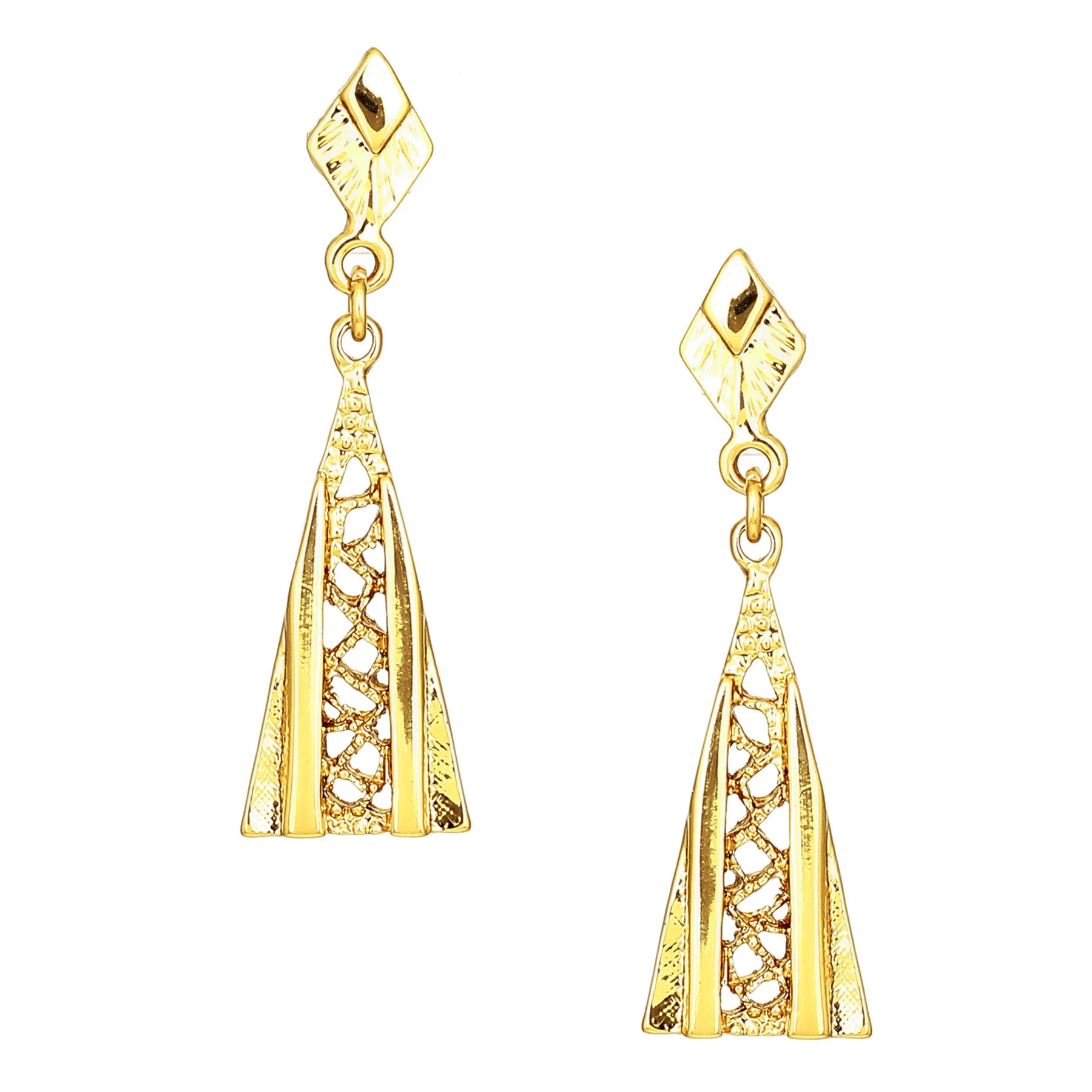 Geometric Gold Plated Drop Earrings