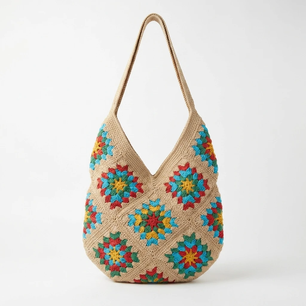 Crochet Granny Square Shoulder Bag
