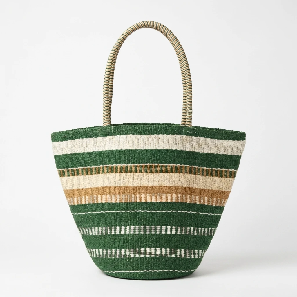 Striped Woven Tote Bag
