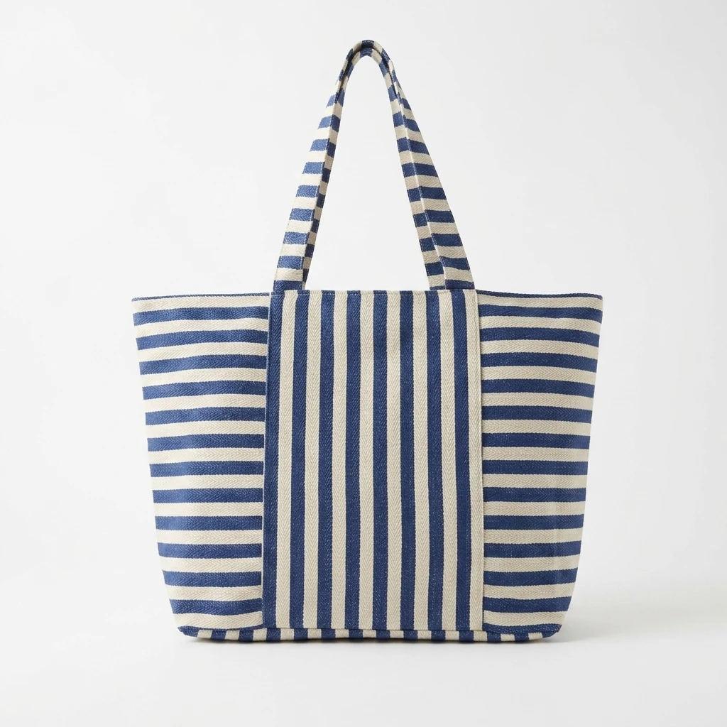 Striped Canvas Tote Bag