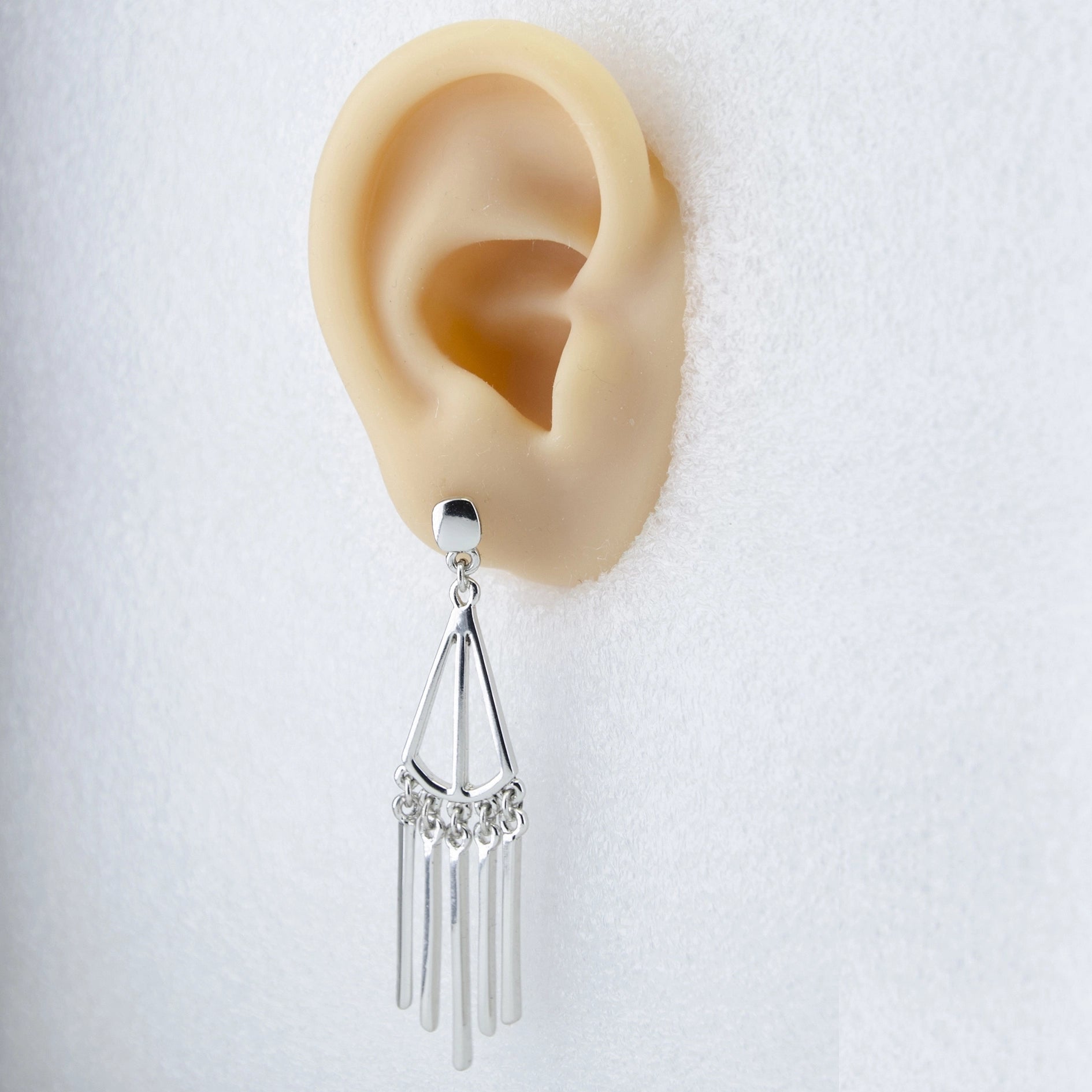 Silver Geometric Dangling Earrings