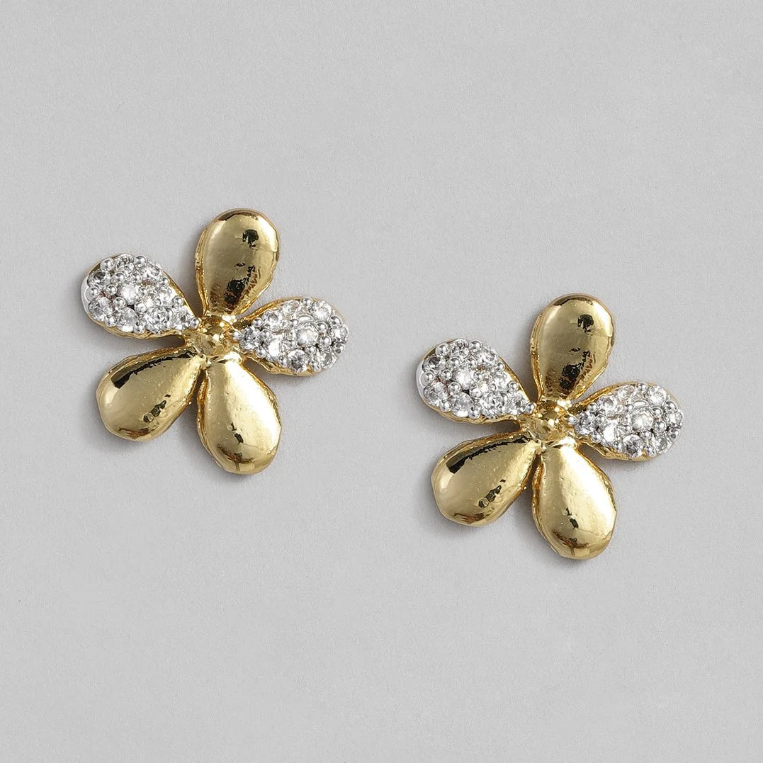 Gold Flower Stud Earrings
