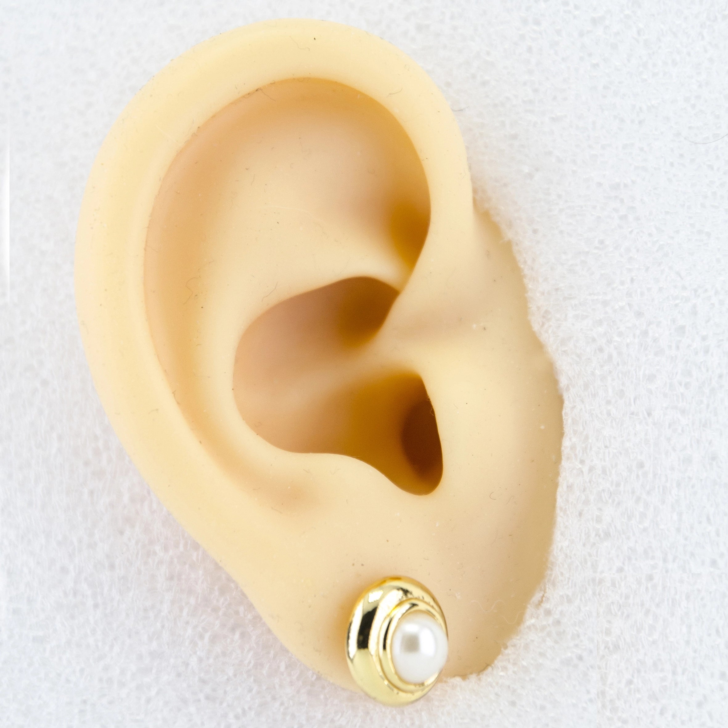 Gold Tone Pearl Stud Earrings