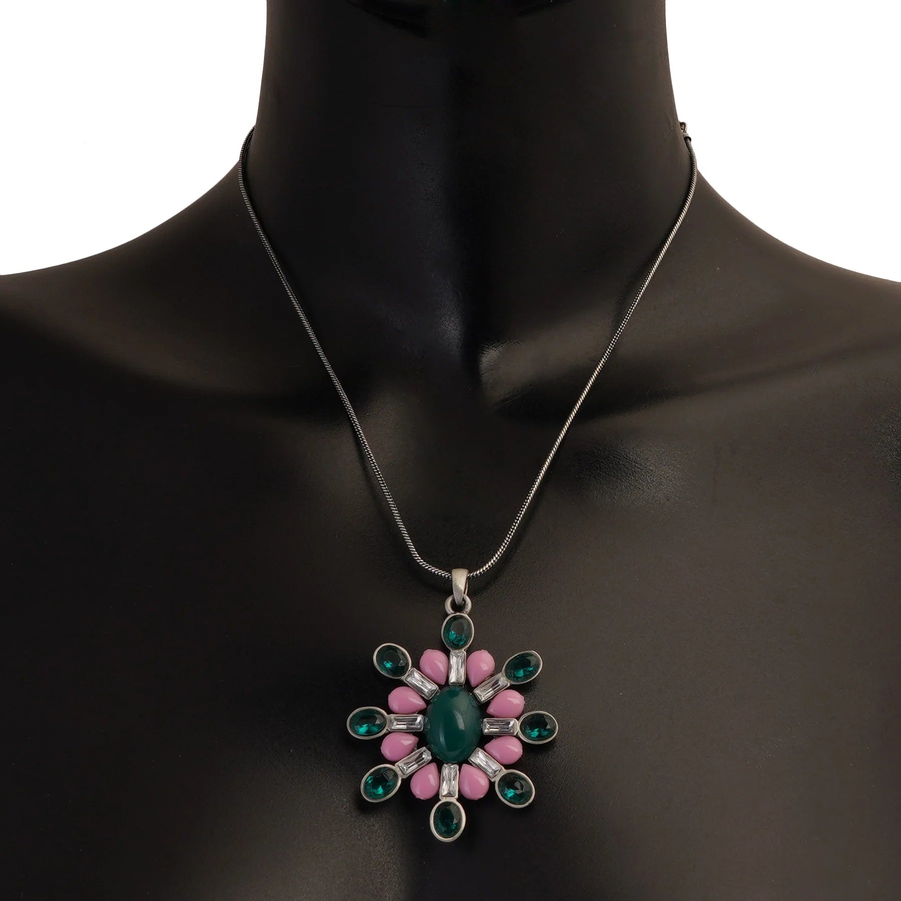 Floral Gemstone Pendant Necklace