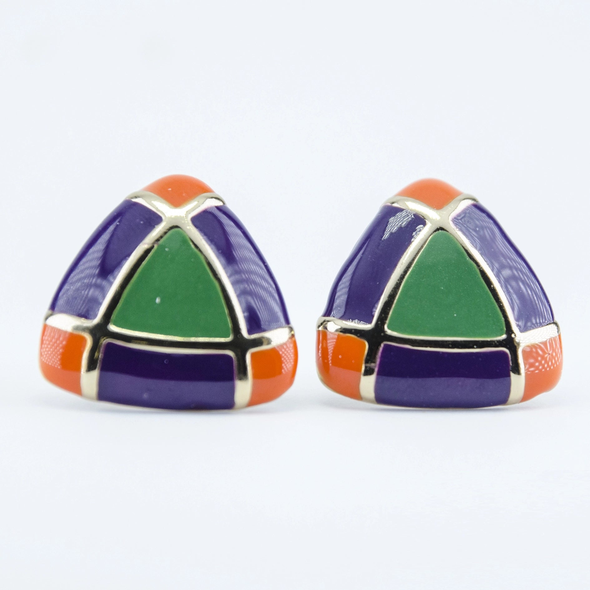 Geometric Enamel Triangle Earrings