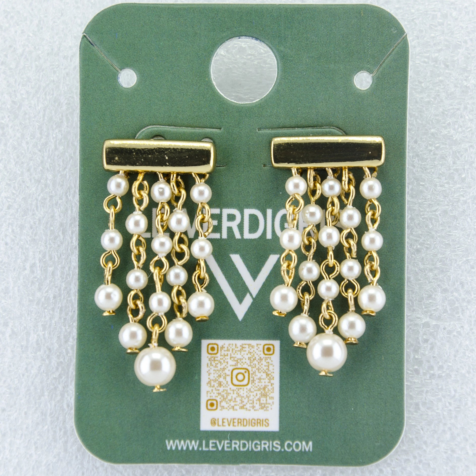 Gold Bar Pearl Chain Earrings