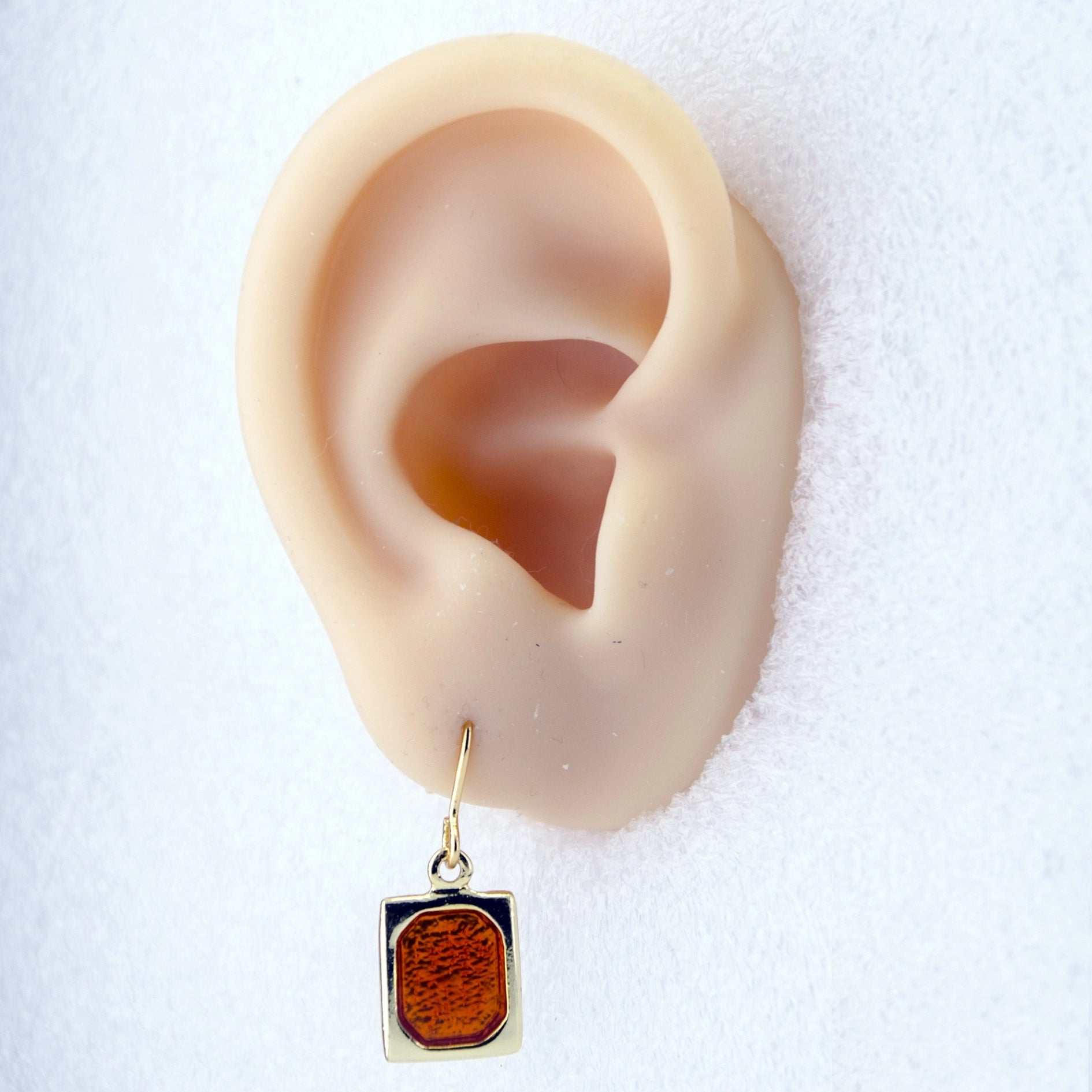 Amber Rectangle Drop Earring