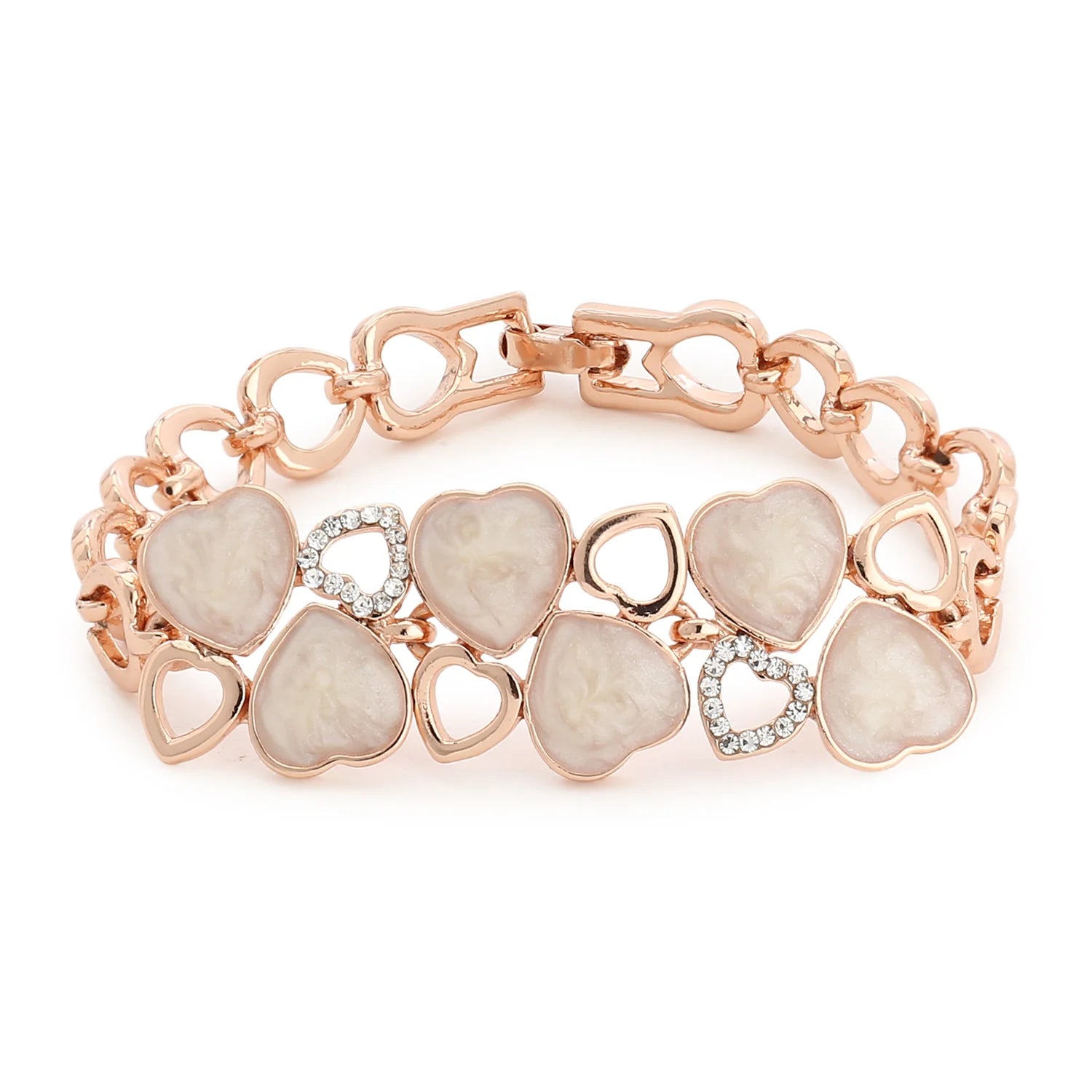 Rose Gold Heart Charm Bracelet