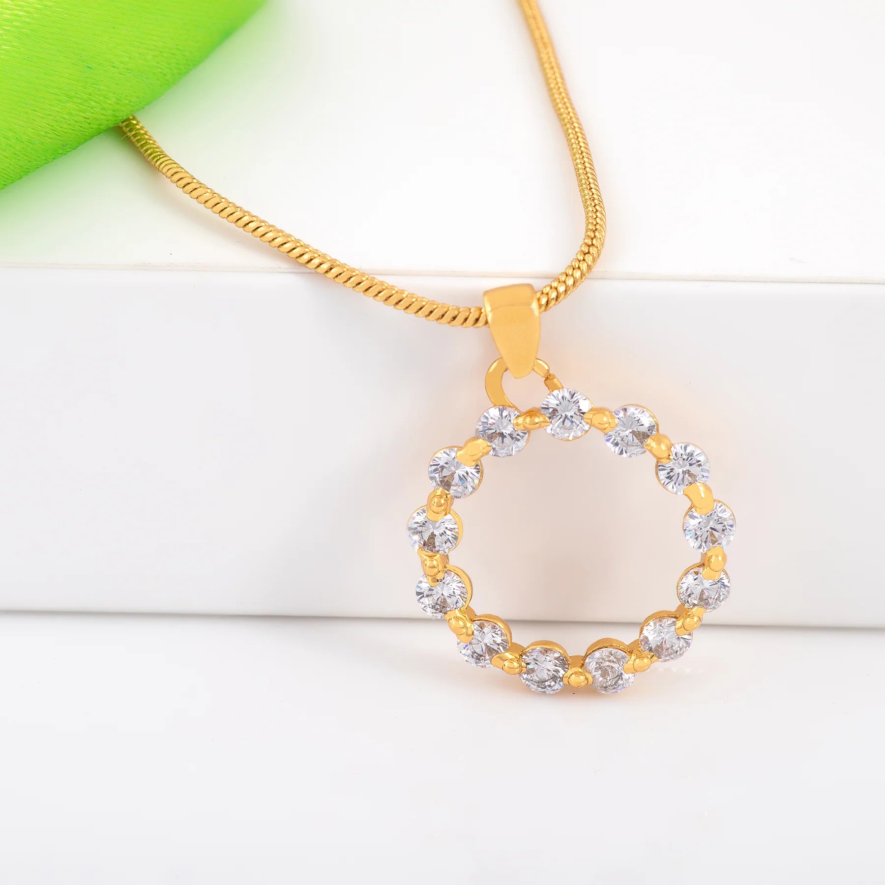 Gold Circle Pendant Necklace