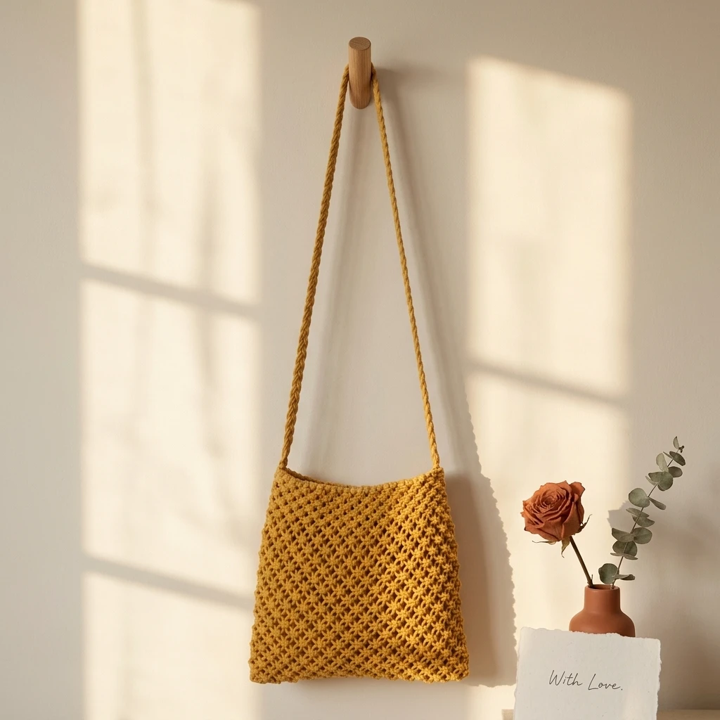 Yellow Crochet Shoulder Bag