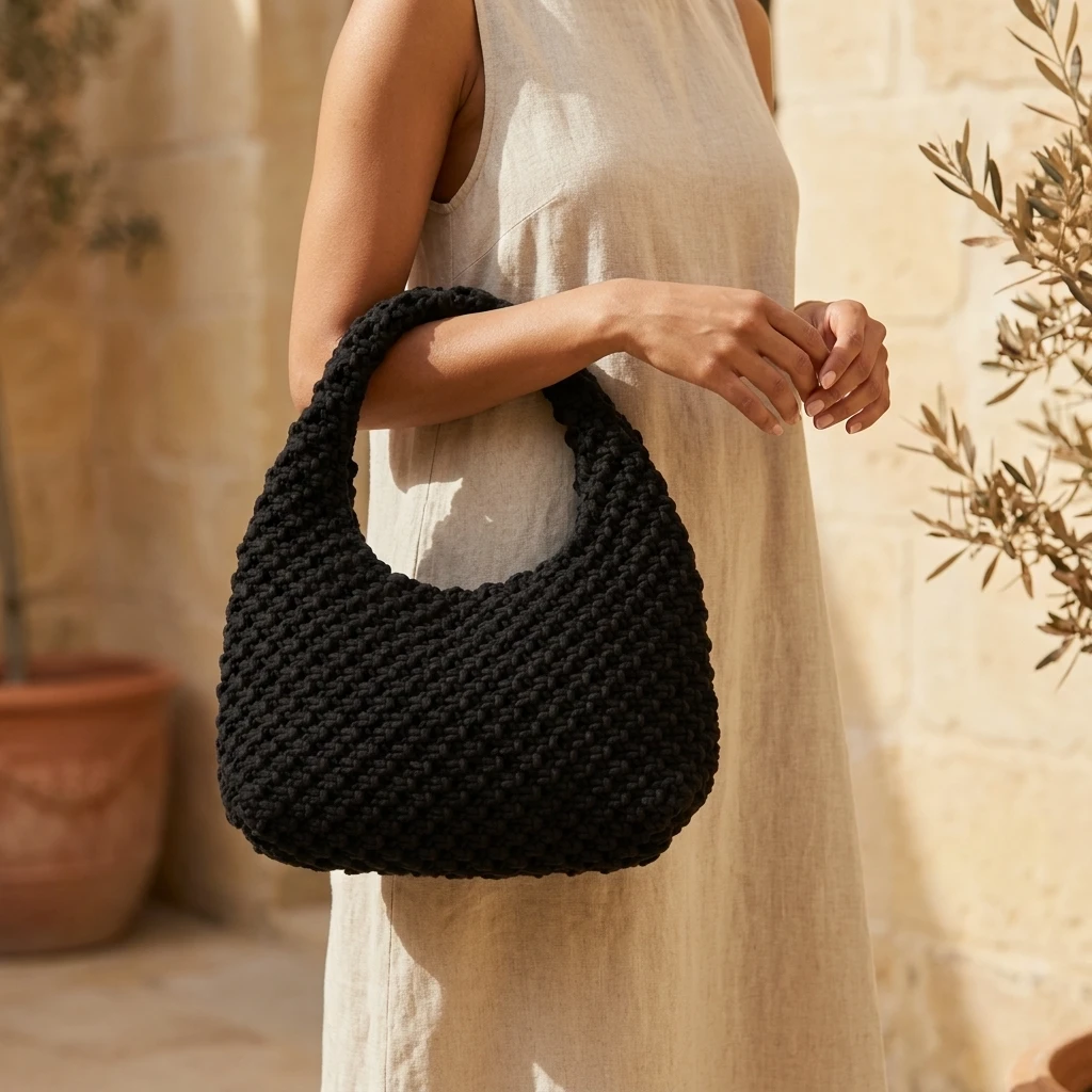 Black Knitted Handbag