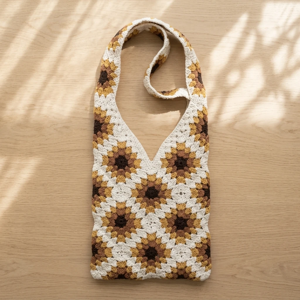 Crochet Sunflower Tote Bag