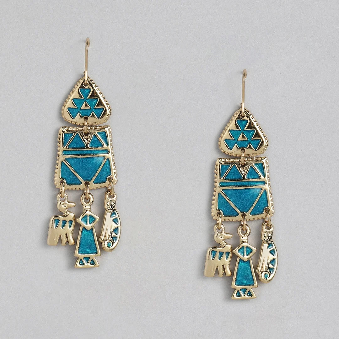 Turquoise Geometric Drop Earrings