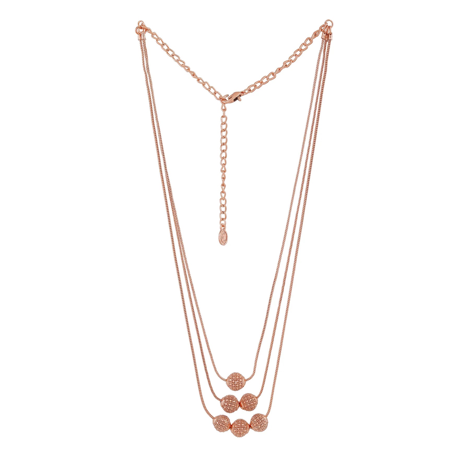 Rose Gold plated Layered Necklace & Earring Set