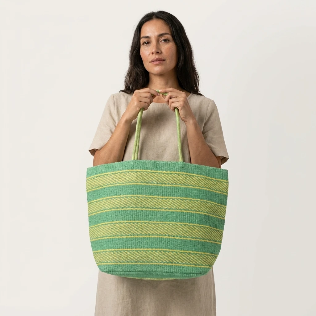 Striped Green Tote Bag