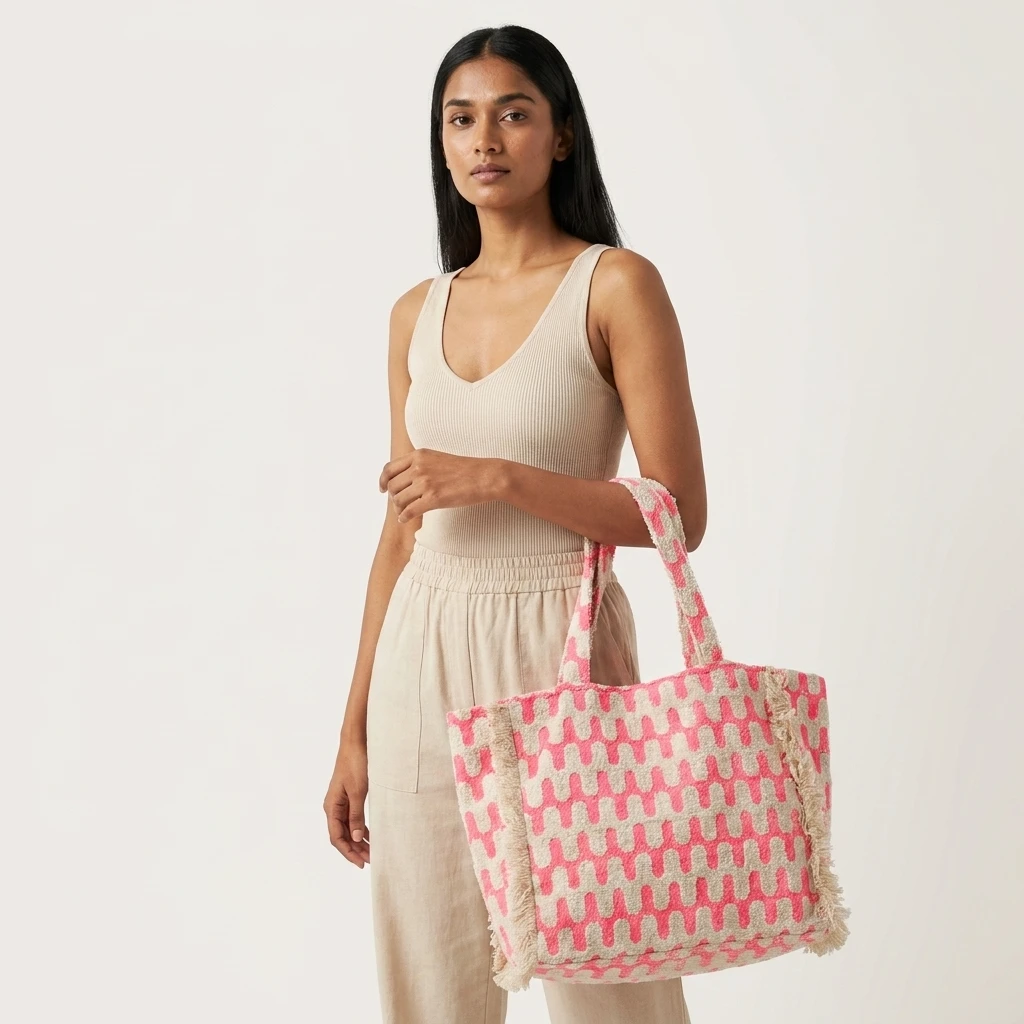Pink Patterned Tote Bag