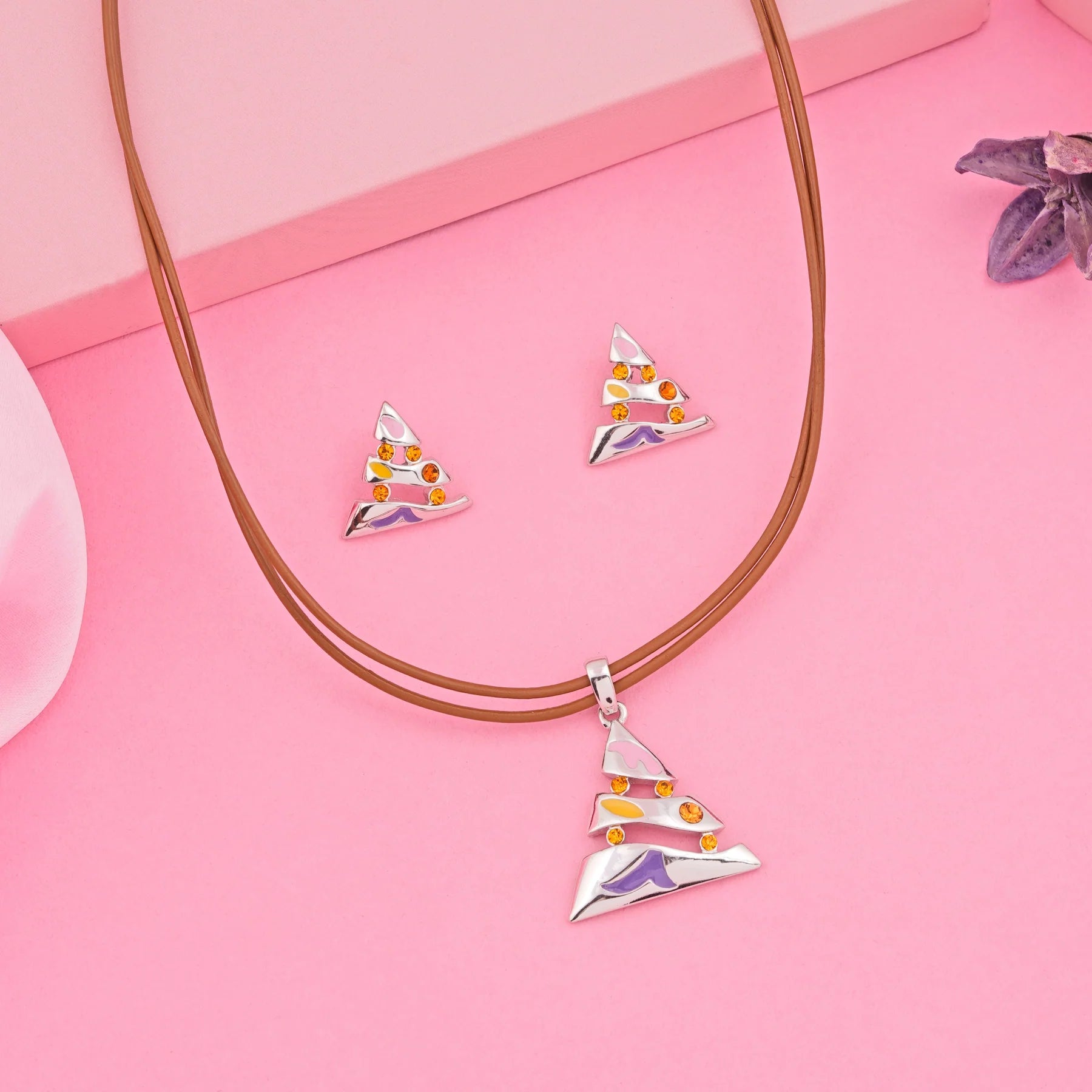 Colorful Tree Austrian Crystal Necklace Set