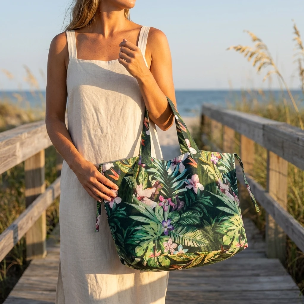 Tropical Print Tote Bag