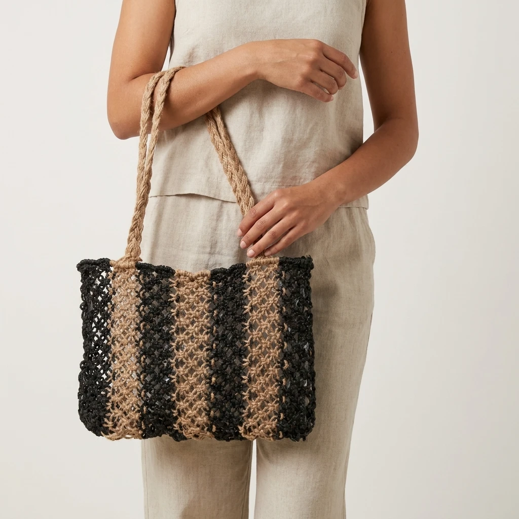 Woven Stripe Tote Bag