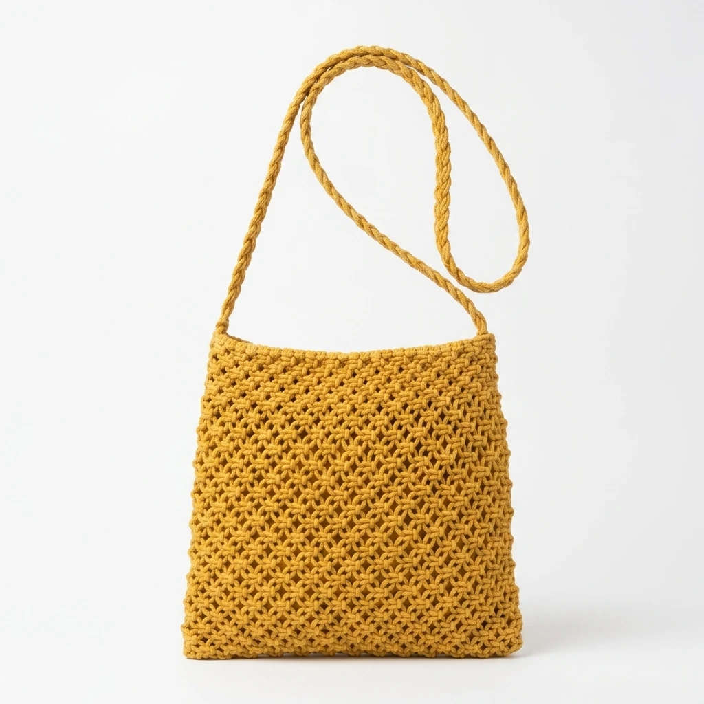 Yellow Crochet Shoulder Bag