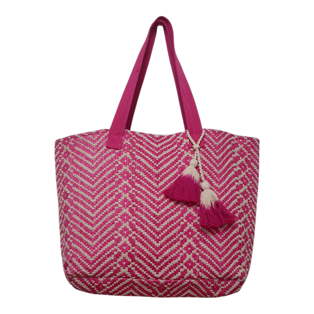 Handloom Raffia Tote Bag with Ombre Tassels