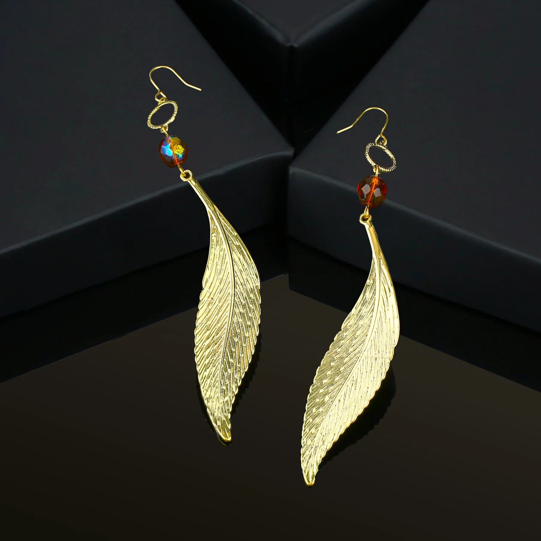Gold Leaf Drop Earrings
