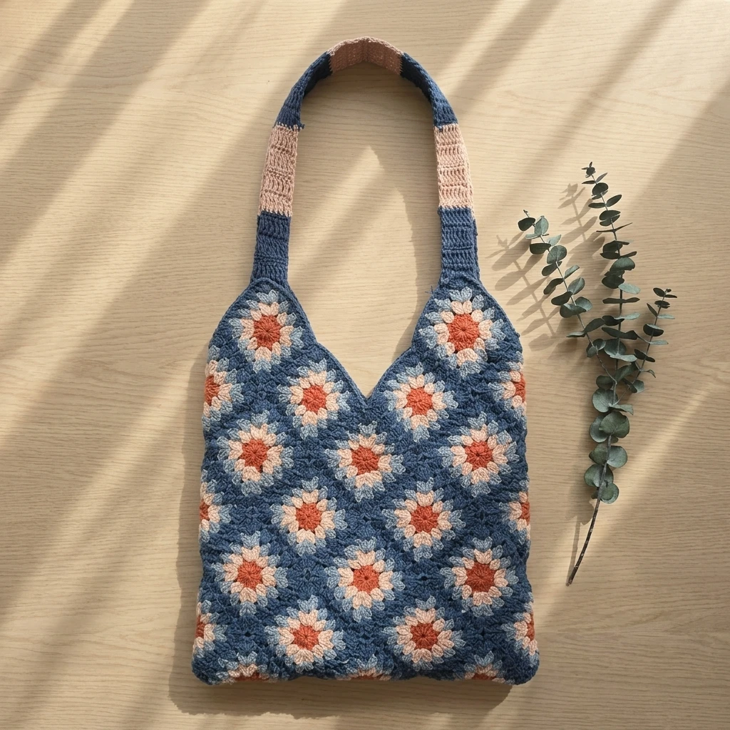 Crochet Patchwork Tote Bag