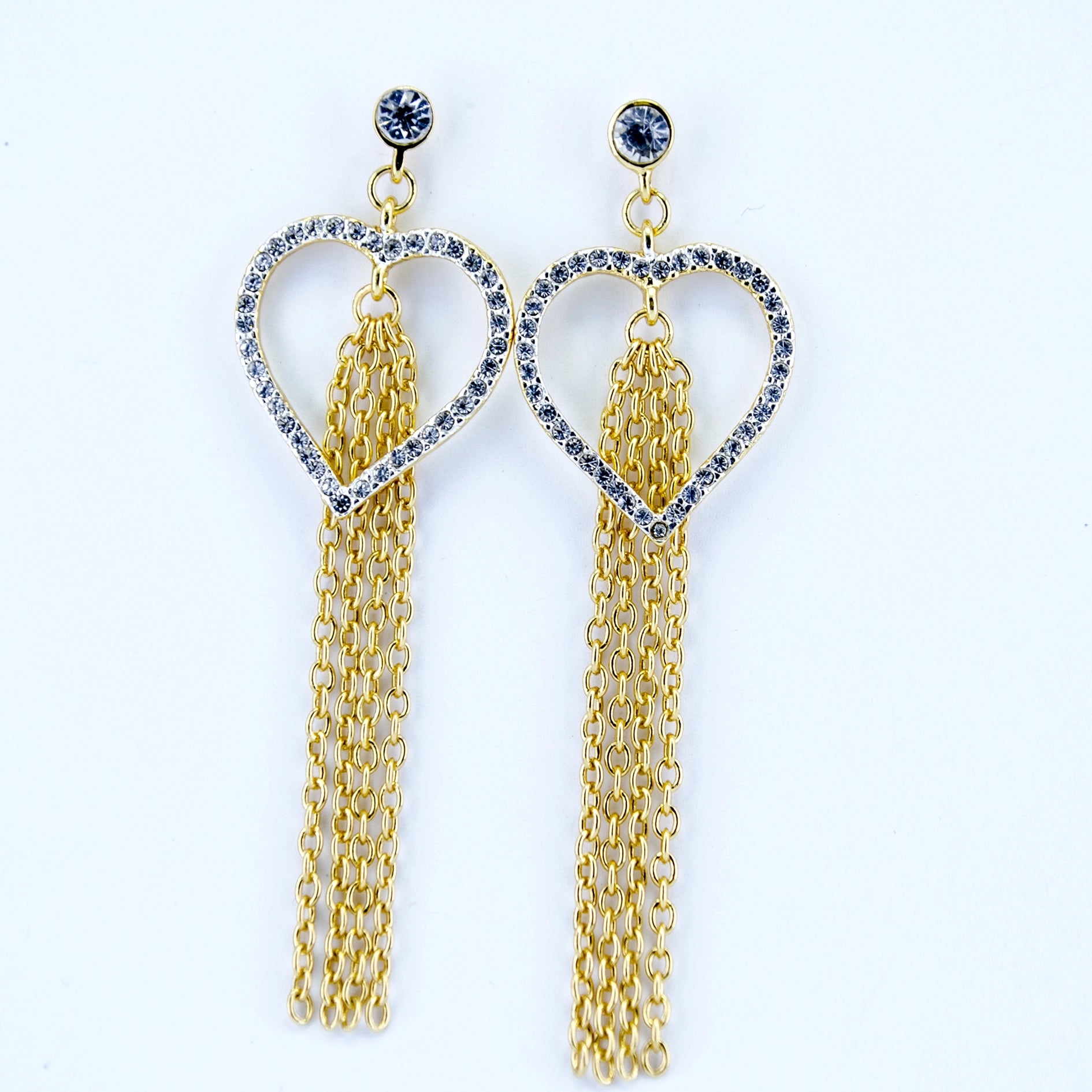 Gold Heart Dangle Earrings