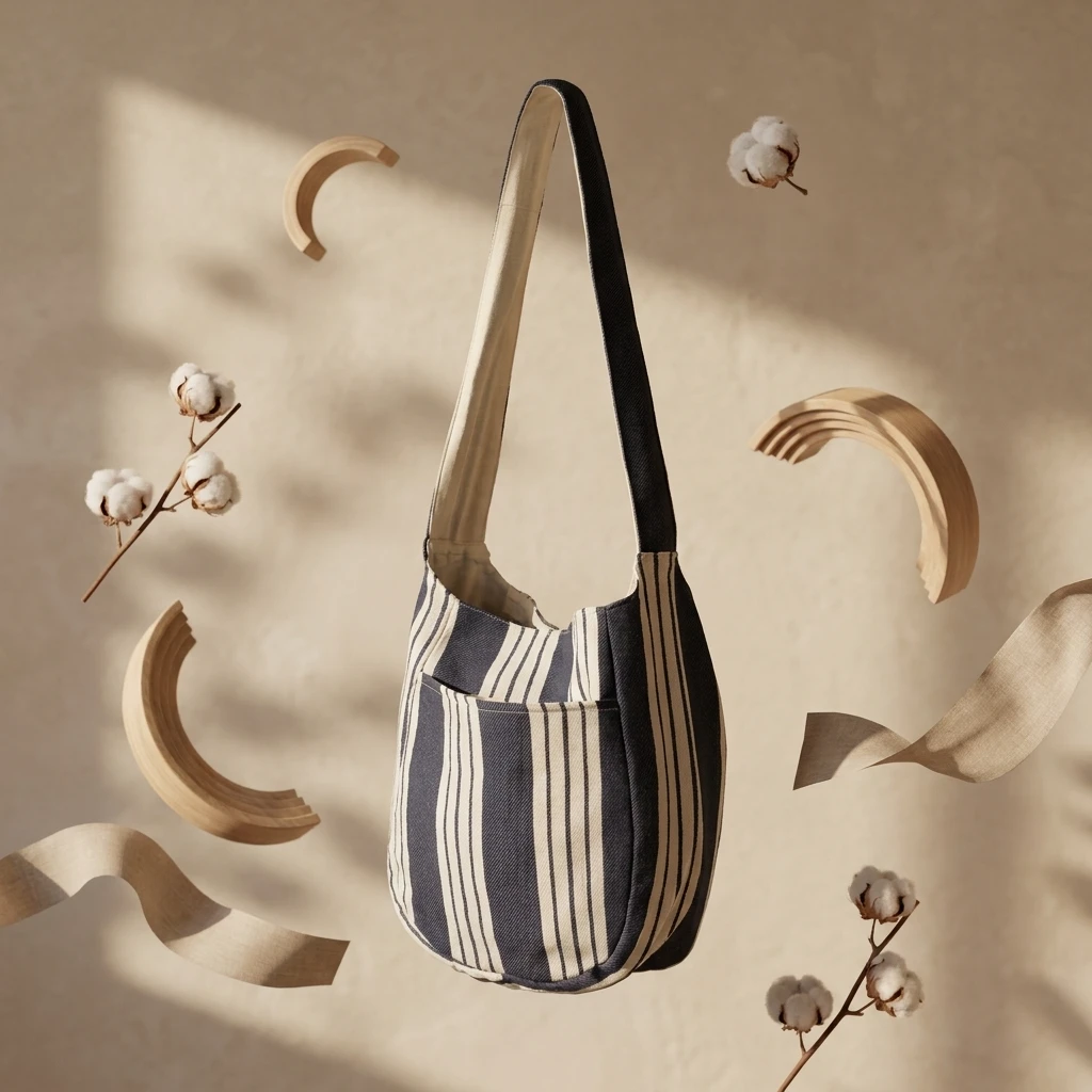 Striped Canvas Shoulder Bag