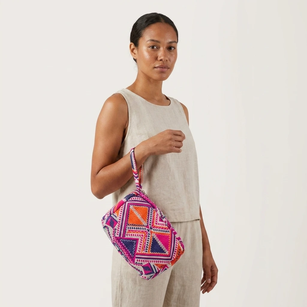 Geometric Embroidered Handbag