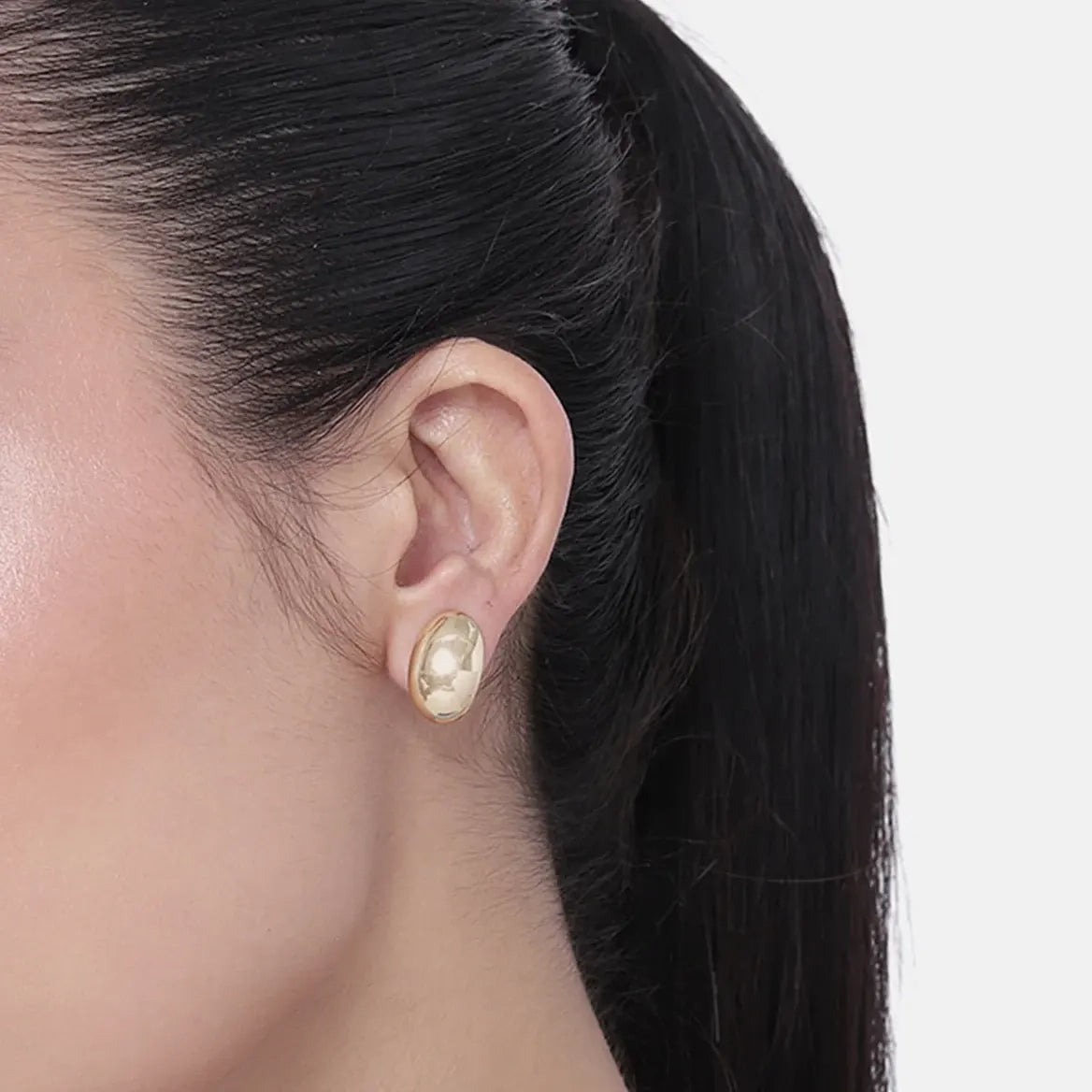 Classic Gold Oval Stud Earrings