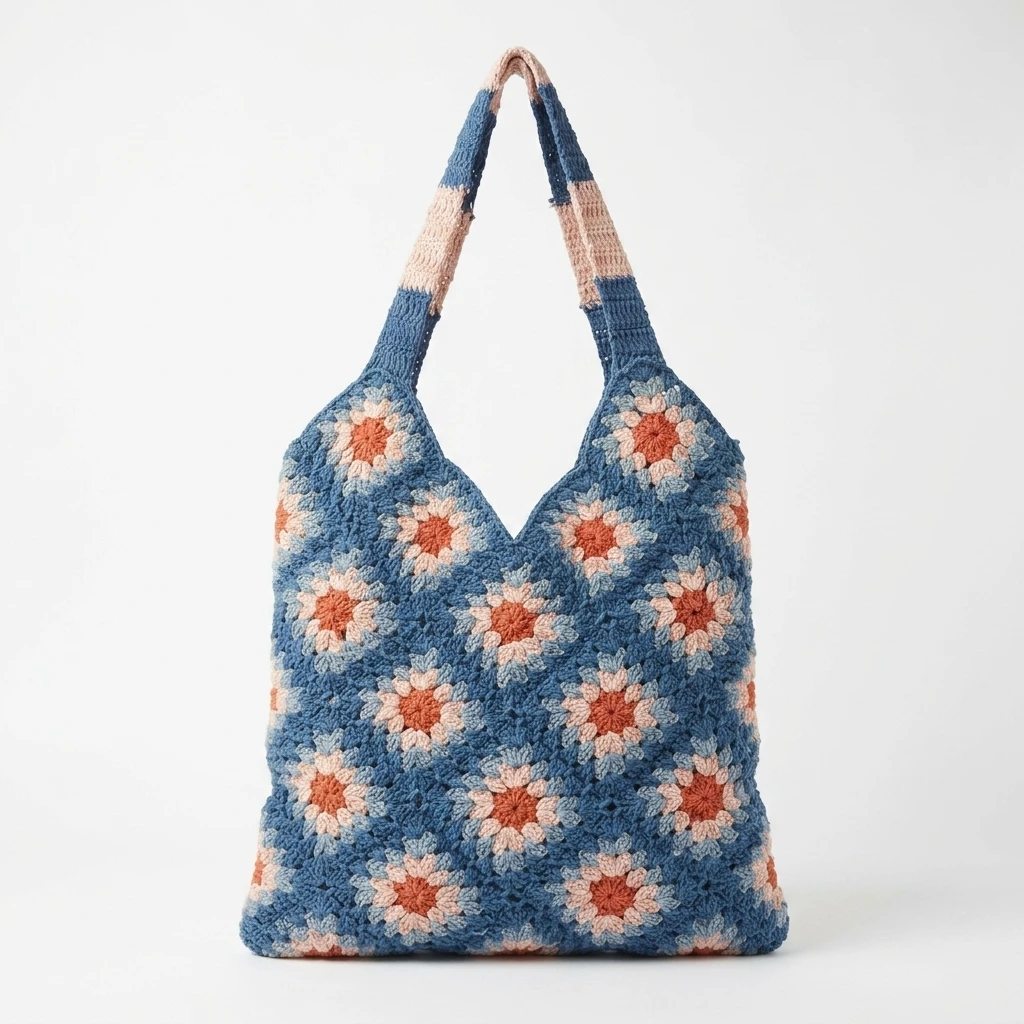 Crochet Patchwork Tote Bag