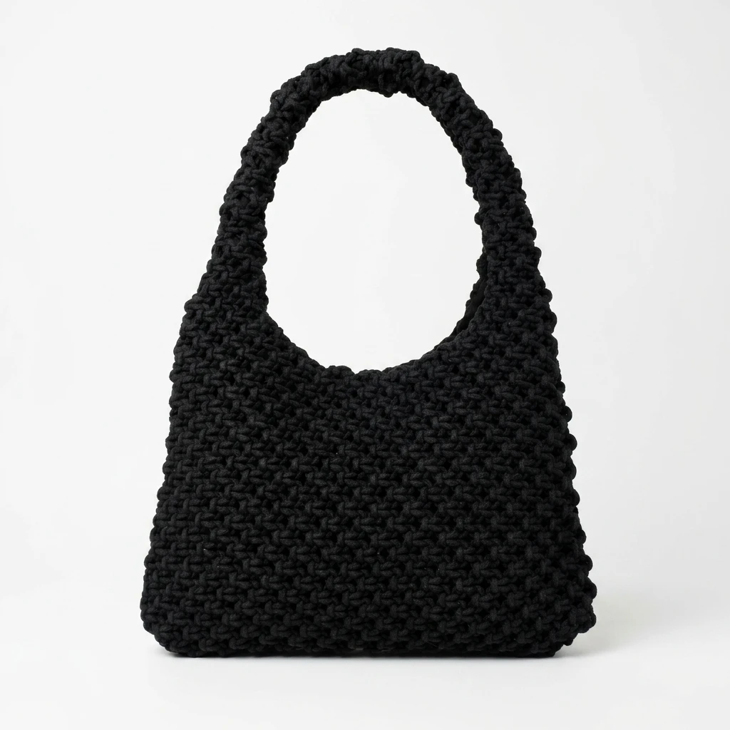 Black Knitted Shoulder Bag