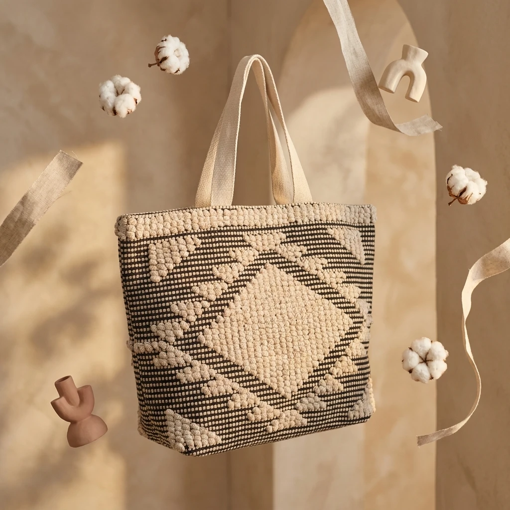Geometric Woven Tote Bag